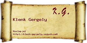 Klenk Gergely névjegykártya